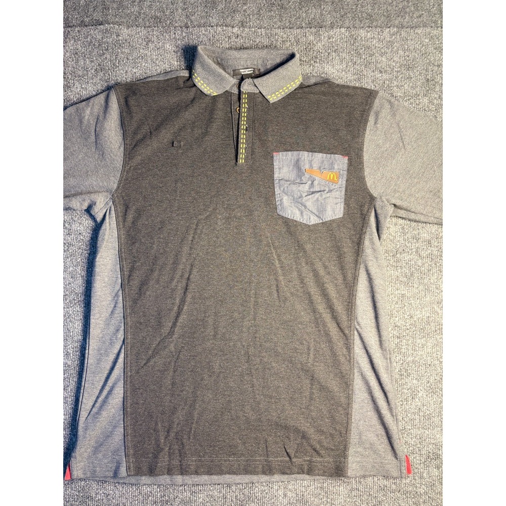 McDonald's Uniform Shirt Mens Medium Gray‎ Employee Timeless Elements Collared